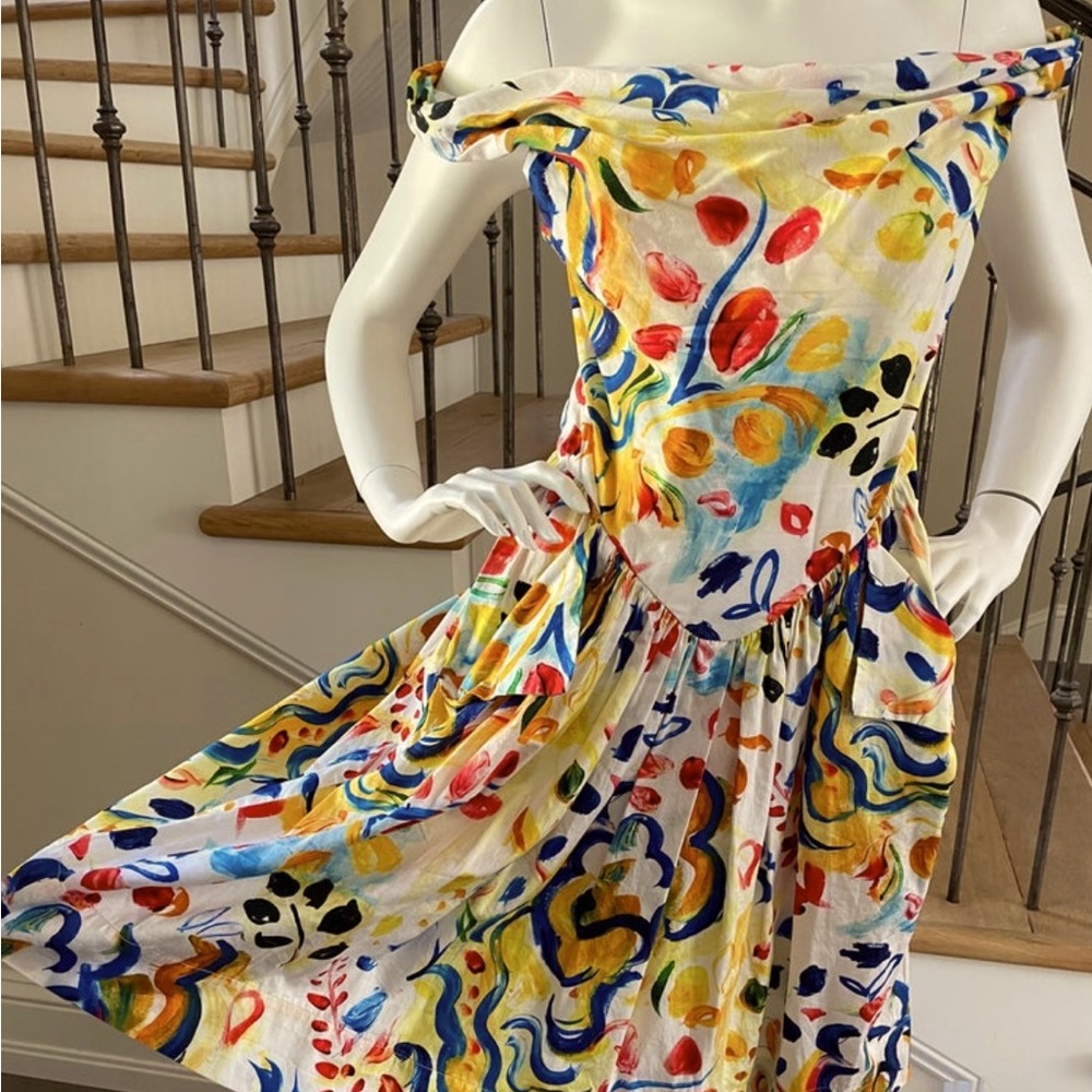 Vivienne Westwood Anglomania Cotton Floral Off the Shoulder Dress Size 42